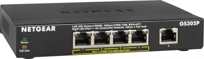 Switch Netgear GS305P-300EUS, 5 porte, PoE