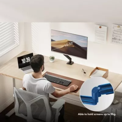 Mbajtëse monitori me krah gaz VONHAUS 3000914, deri 32 inç, VESA 75x75/100x100, 9 kg, montim me clamp ose në vrimë, e zezë