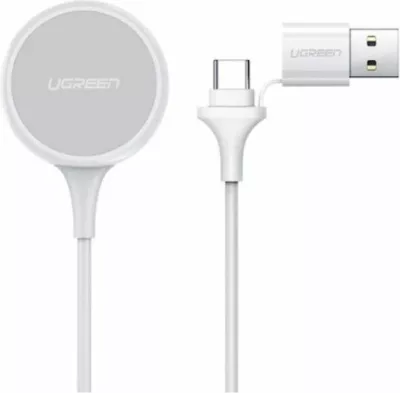 Karikues magnetik wireless për Apple Watch UGREEN 60969, USB-A + USB-C, 5V/1A, e bardhë