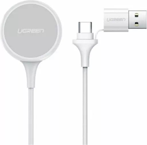 Karikues magnetik wireless për Apple Watch UGREEN 60969, USB-A + USB-C, 5V/1A, e bardhë