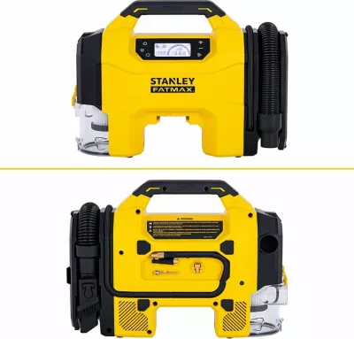 Kompresor/Inflator 3-n-1 Stanley SXVI02001-A, 12V/18V, 1-10 bar, bateri Li-ion 2Ah + karikues, e verdhë/zezë