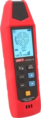 Detektor kabllosh UNI-T UT25CL, set transmetues + pranues, 33 kHz, gjurmim deri 2.5 m, CAT III 480V, IP54, deri 8 transmetues, i kuq