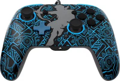 Kontroller me kabllo PDP REMATCH Glow in the Dark Link për Nintendo Switch, me audio 3.5mm dhe butona të rimapueshëm, zi/kaltër